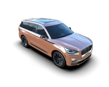 araba premium modern aile beyaz arka planda izole. 3d oluşturma