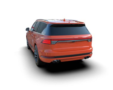 beyaz arkaplan üzerinde modern SUv 3 boyutlu illüstrasyon