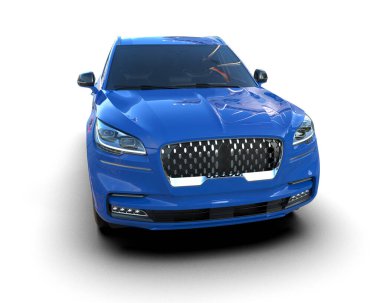 beyaz arkaplanda modern mavi araba