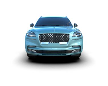 mavi modern araba beyaz arka planda izole edildi