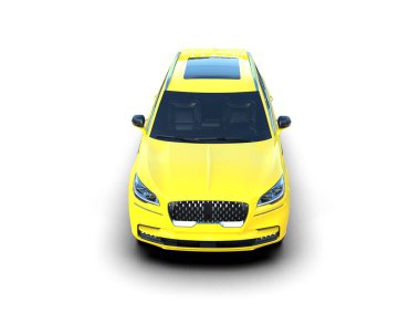 Sarı araba beyaz arka planda izole edilmiş.
