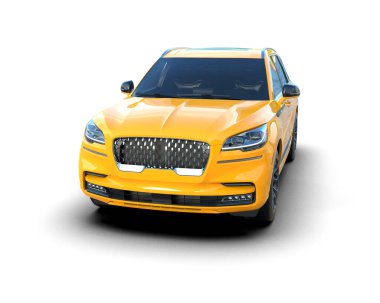 Beyaz arka planda izole edilmiş modern lüks araba. 3d illüstrasyon