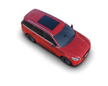 Kırmızı lüks iş arabası beyaz arka planda izole edilmiş. 3d illüstrasyon