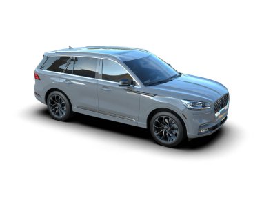 Arka planda lüks bir araba var. 3D görüntüleme - illüstrasyon