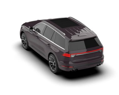 Siyah bir jip ve beyaz bir arka planı var. 3d oluşturma