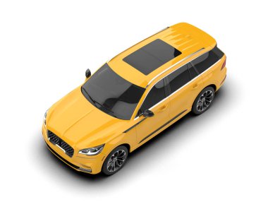 Sarı modern lüks araba - beyaz üst görünüm