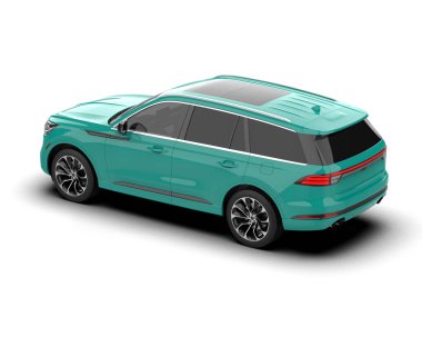 Modern araba arka planda izole edilmiş. 3D görüntüleme - illüstrasyon