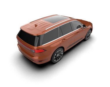 Arka planda lüks bir araba var. 3D görüntüleme - illüstrasyon