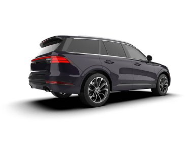 Siyah araba beyazda izole edilmiş. 3D görüntüleme - illüstrasyon