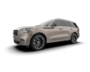 modern lüks araba beyaz arka planda izole edilmiş 3 boyutlu görüntüleme