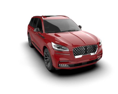 Kırmızı modern lüks SUV - siyah arka planı olan bir araba. 3d illüstrasyon