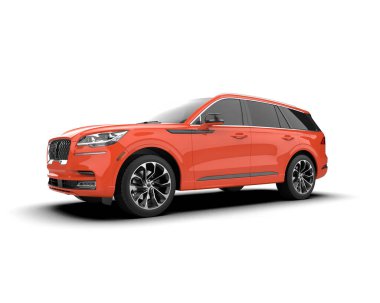 Beyaz arka planda modern bir araba. 3d oluşturma