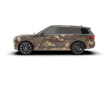 Beyaz arka planda modern askeri araba