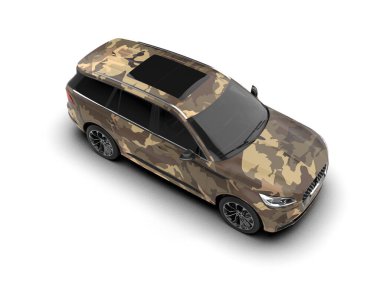 Modern SUV arabası beyaz arka planda izole edilmiş. 3d oluşturma.