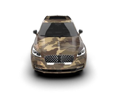 Beyaz arka planda modern lüks bir araba. Gölgeli 3D illüstrasyon