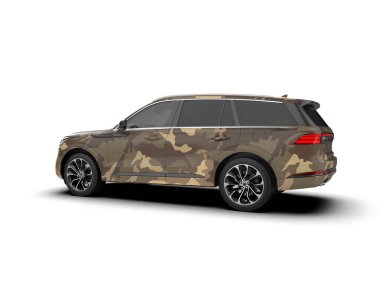 Modern SUV arabası beyaz arka planda izole edildi. 3 boyutlu görüntüleme - illüstrasyon