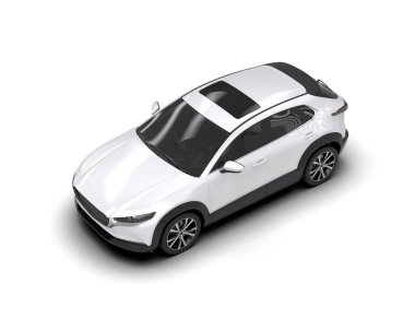 Tasarımınız için beyaz beyaz renkli modern beyaz araba.