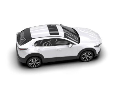 Uzun siyah çizgileri olan beyaz modern SUv - arka görünümü