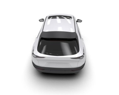 Beyaz arka planda izole edilmiş beyaz modern araba. 3d oluşturma.