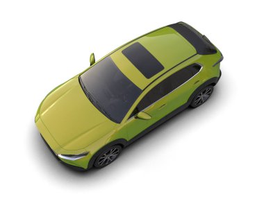 Yeşil spor araba beyazda izole edilmiş. 3d oluşturma