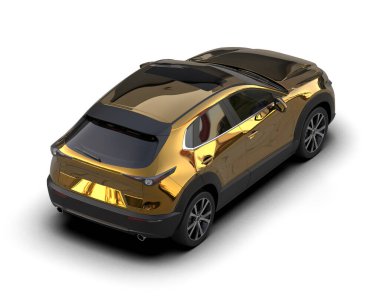 Siyah lüks SUV beyaz arka planda izole edilmiş. 3D görüntüleme - illüstrasyon