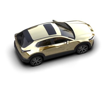 Araba beyaz arka planda izole edilmiş. 3 Boyutlu Hazırlama.