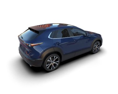 Bir markanın 3 boyutlu görüntülemesi - daha az genel SUv beyaz arka planda izole edildi