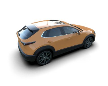 Stüdyo ortamında markasız bir SUV 'un 3 boyutlu çizimi