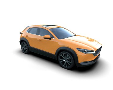 Gri arka planda modern kompakt spor araba. 3 Boyutlu Hazırlama.