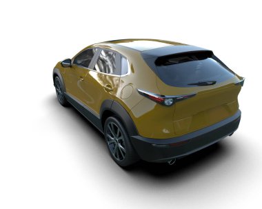 Beyaz arka planda modern SUV. 3d oluşturma