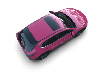 Beyaz arka planda pembe kapaklı pembe spor araba. 3d illüstrasyon