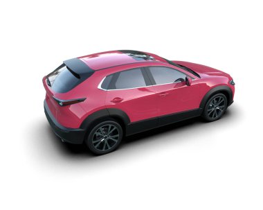 Stüdyo ortamında markalı, genel konsept bir arabanın 3 boyutlu çizimi