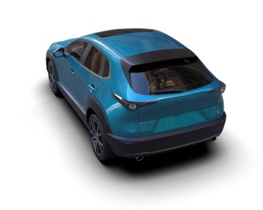 Beyaz arka planda modern bir araba. 3 Boyutlu Hazırlama.