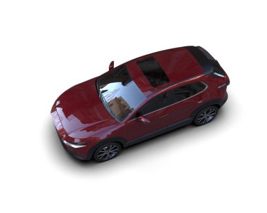 beyaz arkaplanda izole edilmiş araba 3 d illüstrasyon