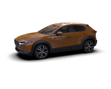 Stüdyo ortamında beyaz üzerine izole edilmiş 3 boyutlu markasız bir pikap araba.