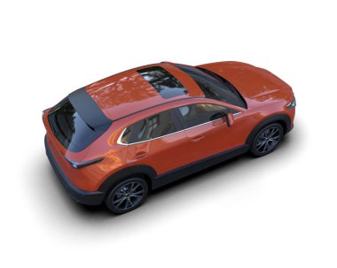 kırmızı modern araba beyaz arka planda izole edilmiş..