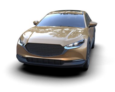 Beyaz arka planda bir araba. 3d oluşturma