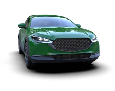 yeşil modern araba - sedan - ön taraf