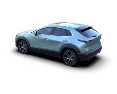 Arka planda izole edilmiş modern lüks araba. 3D görüntüleme - illüstrasyon