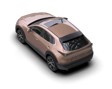 Beyaz arka planda modern bir arabanın 3 boyutlu canlandırması