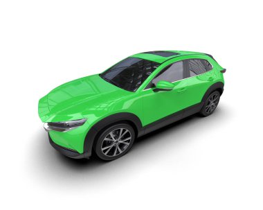 modern yeşil spor araba - 3 boyutlu illüstrasyon