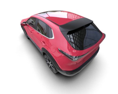 Modern şehir arabası beyaz arka planda izole edilmiş. ön görünüm