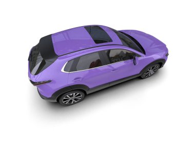 beyaz arka planda izole edilmiş mor araba