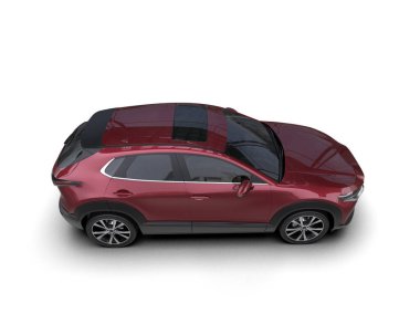 Beyaz arka planda kırmızı kapaklı siyah SUv 3 boyutlu görüntüleme