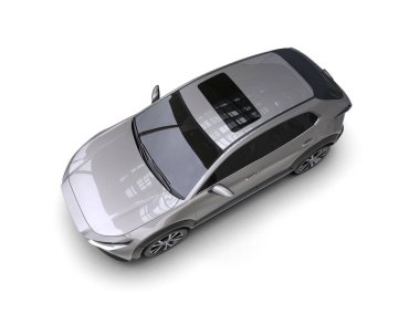 Modern araba arka planda izole edilmiş. 3D görüntüleme - illüstrasyon