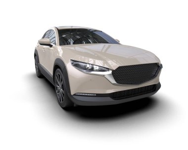 beyaz arka planda modern araba 3 boyutlu görüntüleme