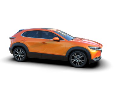 Modern SUV arabası beyaz arka planda izole edilmiş. 3d illüstrasyon