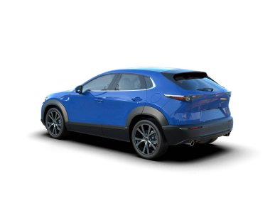 Modern araba - beyaz arka planda ön manzara. 3d oluşturma