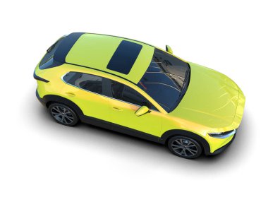 beyaz arkaplanda izole edilmiş araba 3 boyutlu görüntüleme