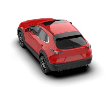 Beyaz arka planda modern bir araba. 3d oluşturma